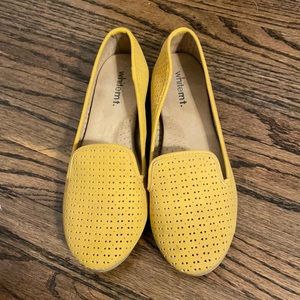 Mustard Yellow, suede, White Mtn flats. Size 7. Barely worn